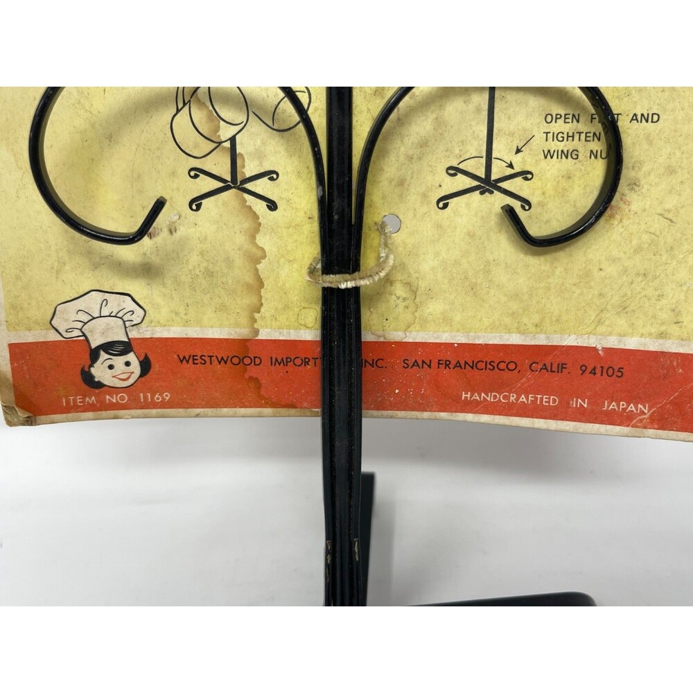 Vintage Black Metal Coffee Mug Tree Holder 6 Cup Stand NOS Westwood 1169 MCM - Picture 3 of 3